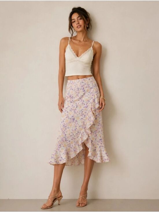 Anthropologie Dresses & Skirts - Anthropologie Skye Ruffled Faux Wrap Skirt XS (US 0/2)